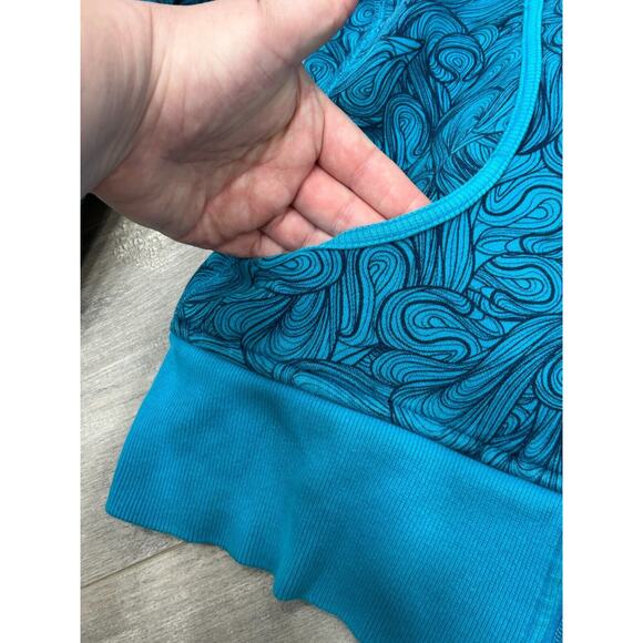 Rare Lululemon Womens Blue Turquoise Paisley Print Scuba Hoodie Jacket Size 10 - Picture 10 of 14